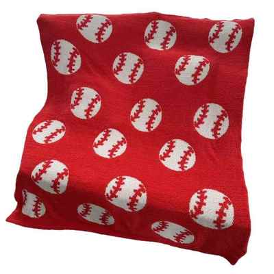 橄榄球棒球半边绒毛毯针织提花毯羽毛纱盖毯法兰绒云绒毯