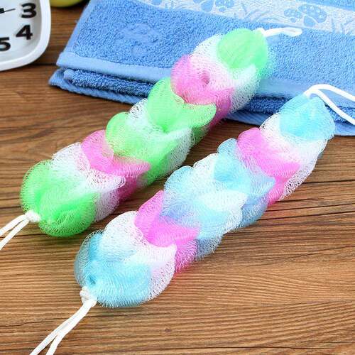 Colorful bath strips, multi-colored bath sponges, foam nets,