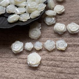 贝壳玫瑰横孔diy手链，耳饰配件材料贝壳，花立体玫瑰花10mm12mm
