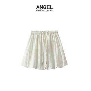 松紧腰抽绳花苞半身裙女小个子百搭灯笼裙裤 蓬蓬短裙5501定制 夏季