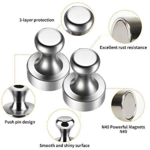 Nickel Magnetic Push Pins Magnetic Thumb Tacks for