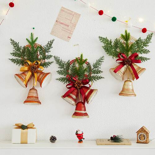 圣诞节装饰品金色铃铛酒店大堂吊饰前台橱窗玻璃门挂墙挂吊顶挂饰