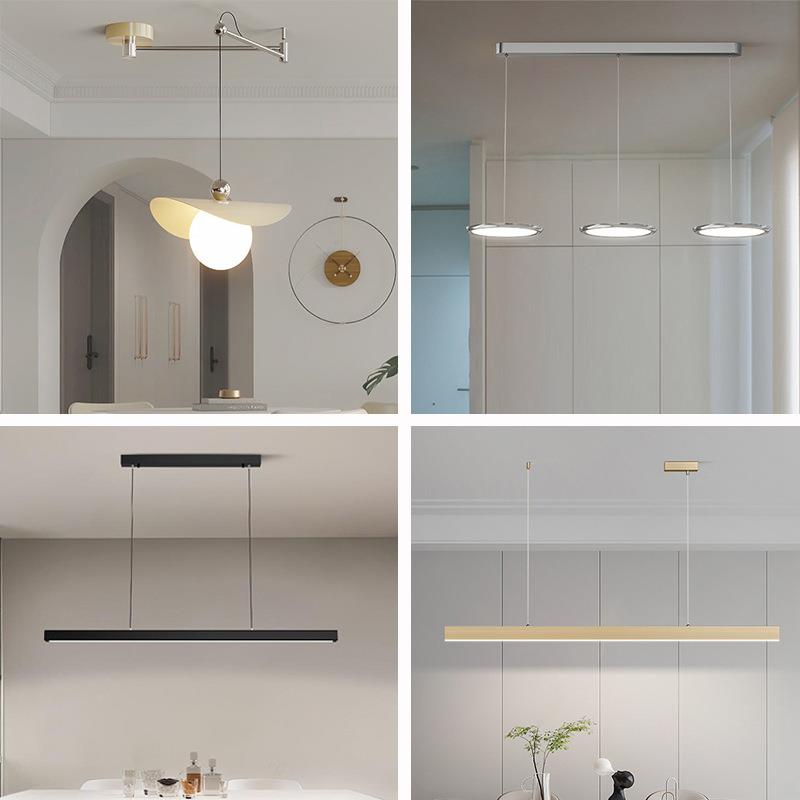 餐厅吊灯可移位极简摇臂普瑞全光谱奶油风餐桌现代简约led吧台灯