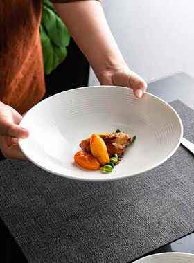 唐山骨瓷盘子家用菜盘高级感碟子陶瓷菜盘纯白色菜碟深盘漂亮餐盘