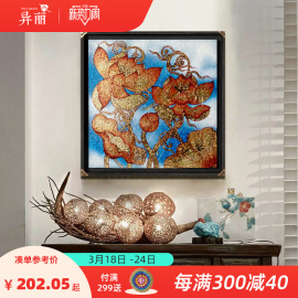 泰国手绘荷花金箔挂画 客厅沙发背景墙装饰画壁画