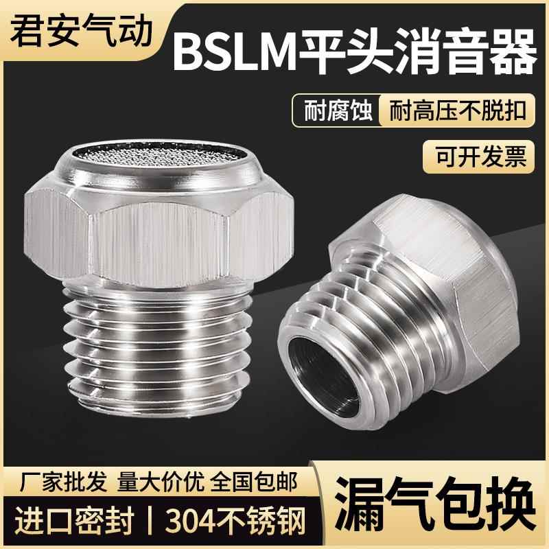 304不锈钢平头消音器BSLM气动电磁阀排气宝塔消声器BSL降噪接头