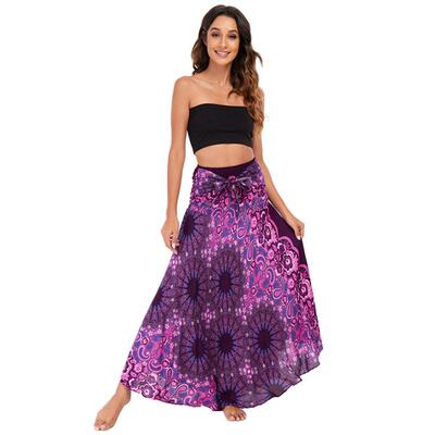 Summer Holiday Printed Belly Dance Big Swing Skirt Bohemia R