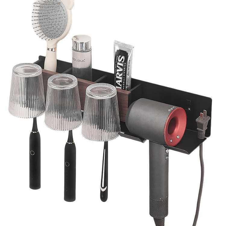 胡桃木吹风机架浴室卫生间洗漱台免打孔刷牙漱口杯收纳架牙刷架子,家庭/个人清洁工具,吹风机置物架,淘宝优惠券,粉丝福利购,淘宝优惠卷