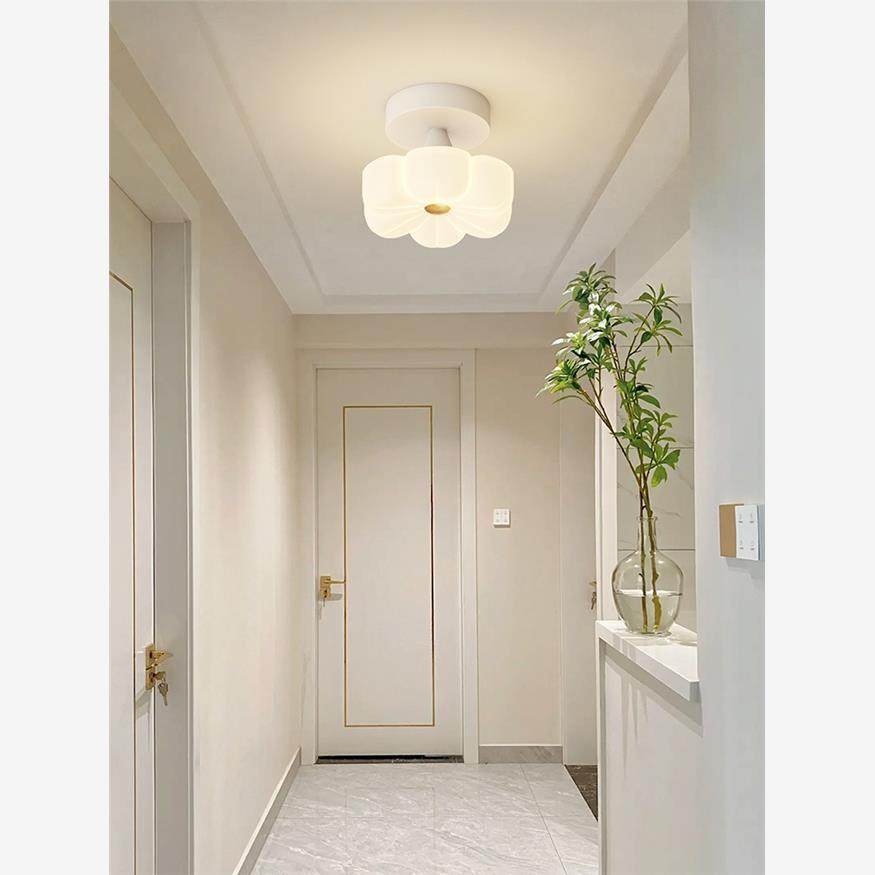 奶油风过道走廊吸顶灯创意花朵壁灯卧室床头吊灯简约现代餐厅吊灯