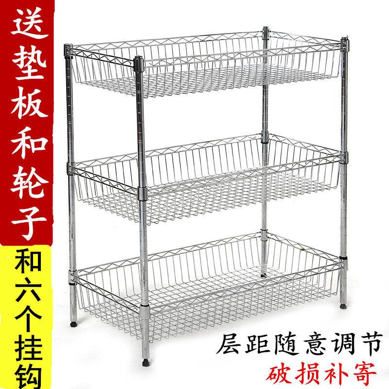 厨房置物架收纳层架水果蔬菜架子非不锈钢菜架层架放菜篮子带轮子