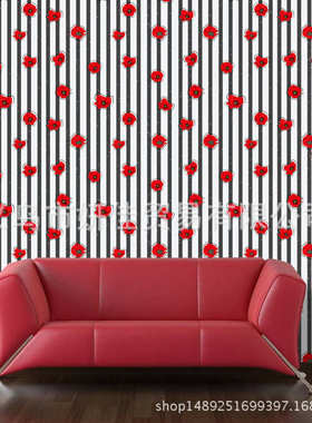 SA-H-1105-红色花带胶墙纸 客厅卧室橱柜学生寝室装扮壁纸