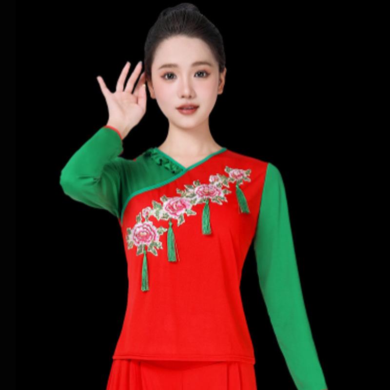 广场舞灯笼裤牛奶绣花广场舞套装
