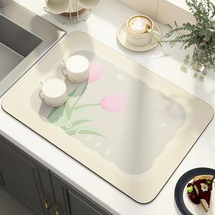 厨房台面沥水垫硅藻泥水槽池边吸水垫桌面餐具干燥垫茶台吧台杯垫