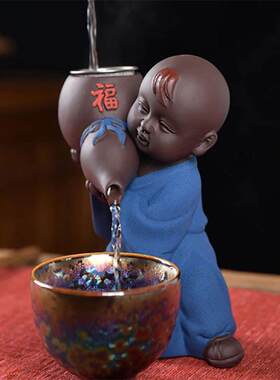 小孩撒尿童子过滤茶壶具配件茶宠物摆件可爱禅意紫砂和尚茶漏包邮