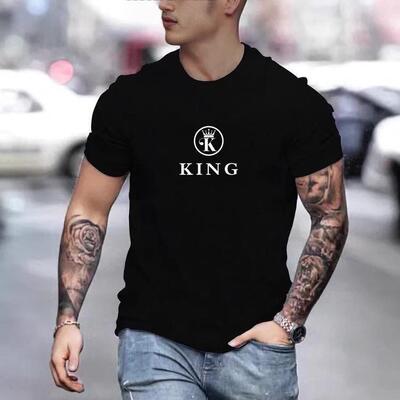 Letter Print Round Neck Sleep Tee Casual Short Sleeve Crew