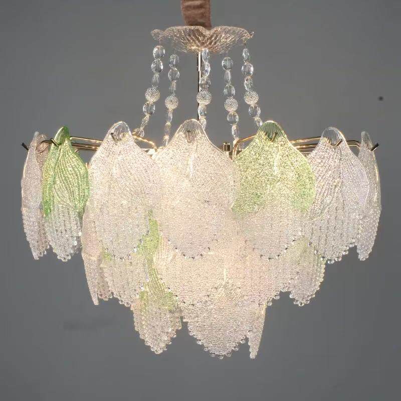 法式轻奢玻璃客厅大厅餐厅大气现代简约卧室主卧高端绿色玻璃吊灯