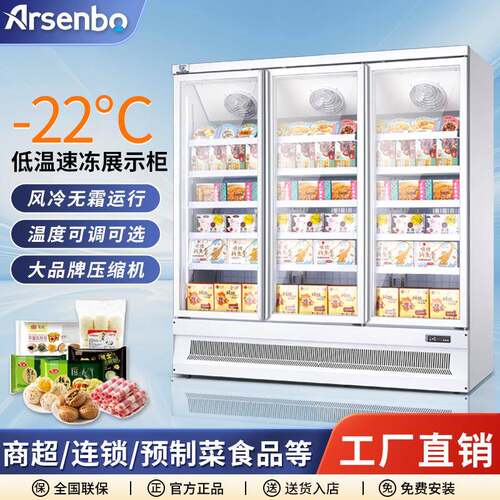 雅绅宝厂家直供速冻柜超市冻品店饺子汤圆双门立式预制菜冷冻柜