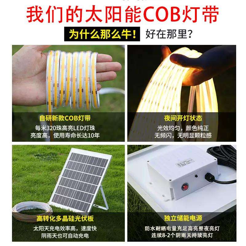 新款太阳能灯带灯条户外防水超亮庭院装饰led小彩灯闪灯室外灯串