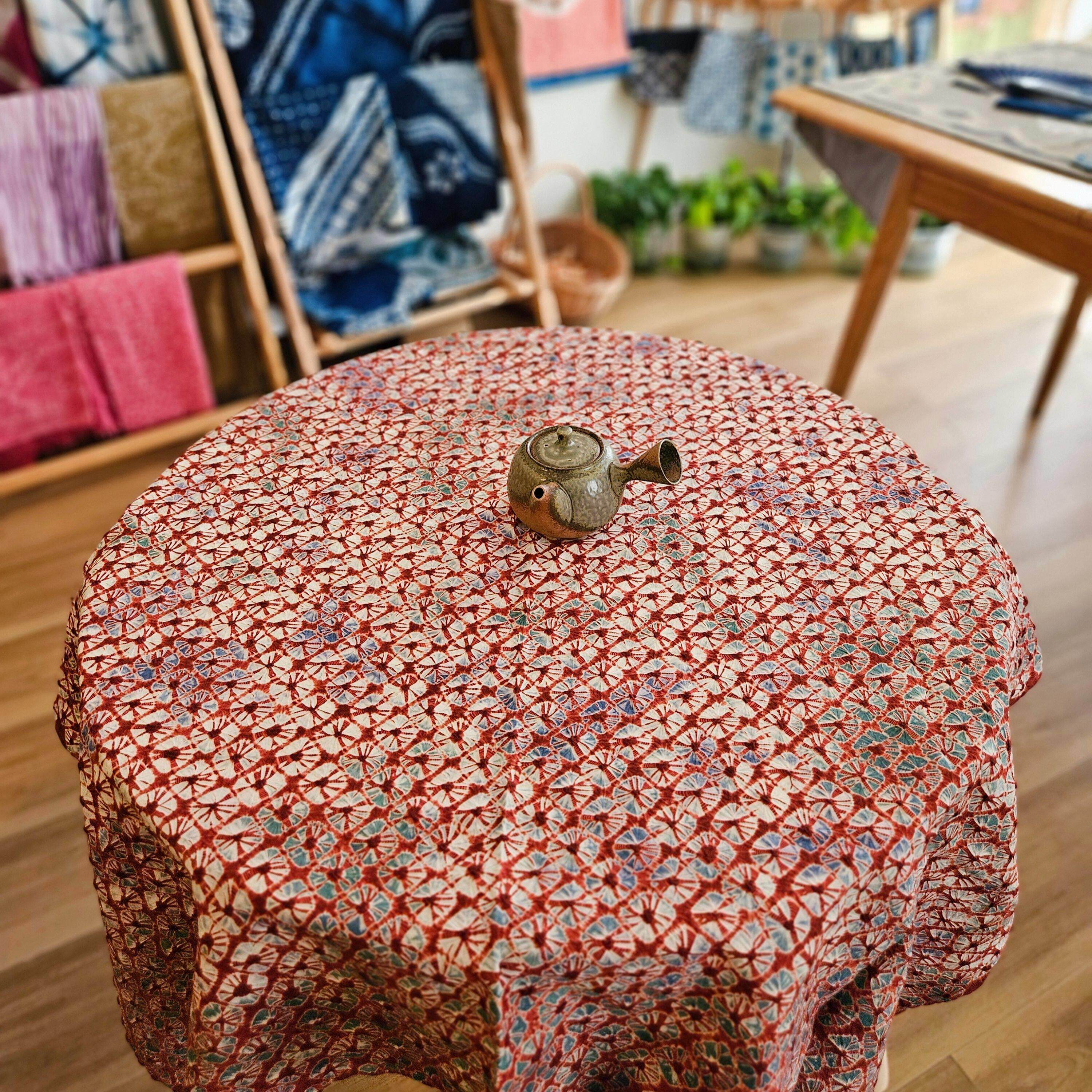 手工扎染桌布多层次套色染手作精品家居装饰餐桌圆桌方桌茶几送礼