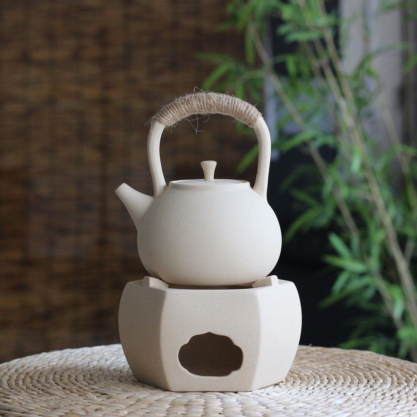 原矿白泥煮茶壶烧水壶 提梁壶 泡茶壶黑晶炉炭炉明火专用工夫茶壶