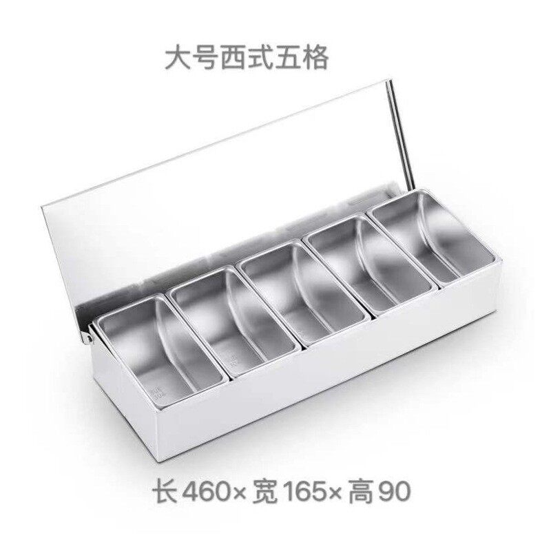 不锈钢调味盒304厨房带盖调料盒后厨收纳多味格二三四五六格西式