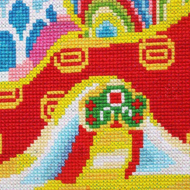 绣好的纯手工十字绣成品财神爷画像带对联客厅中堂挂画不带框