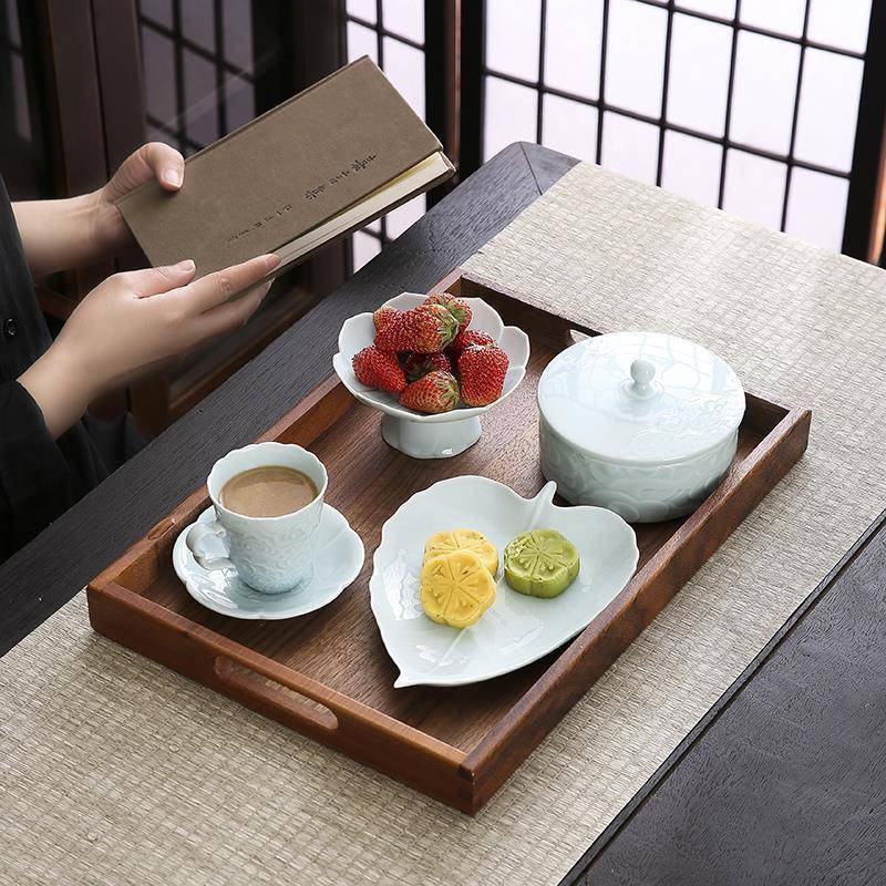 中式陶瓷果盘带托盘仪式感高颜值一人食水果茶点情侣双人套装餐具