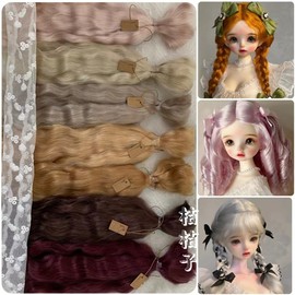 进口精梳马海毛发排小布/BJD6分娃发束blythe/ob11娃假发羊毛原毛