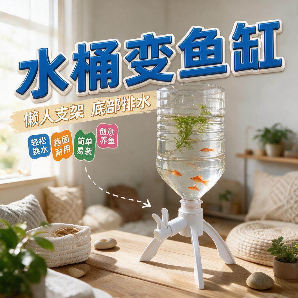 倒置养鱼支架矿泉水瓶换水循环生态懒人鱼缸纯净水桶自制神器