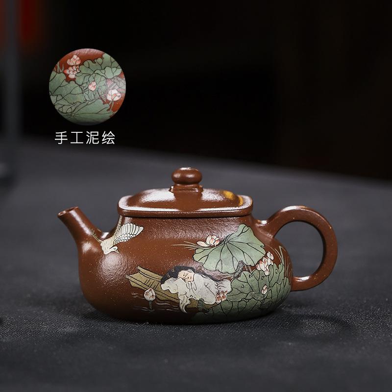 宜兴手工紫砂壶红降坡 睡美人家用茶具茶壶泡茶壶