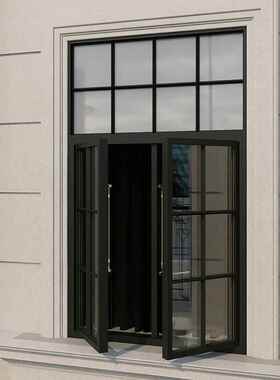 62D防法式复古古断桥平开窗轻奢复窗铝合金老钢窗弧形盗隔音门厂