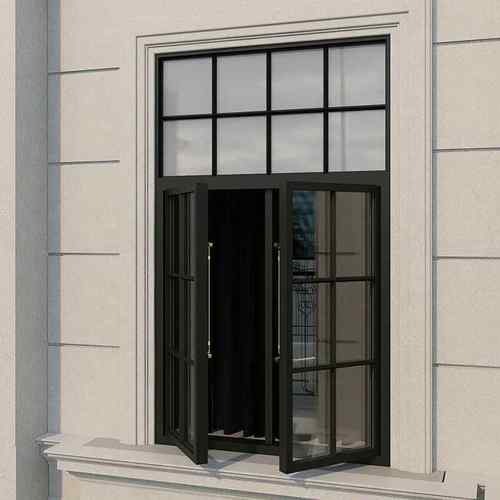 62D防法式复古古断桥平开窗轻奢复窗铝合金老钢窗弧形盗隔音门厂