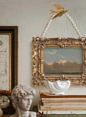 法式壁画日出珍珠链条飞燕挂画复古怀旧客厅装饰画美式挂画A203