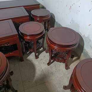 木质鱼缸架奇石盆景架花瓶置物架圆柱空调底座实木花架水缸架家用