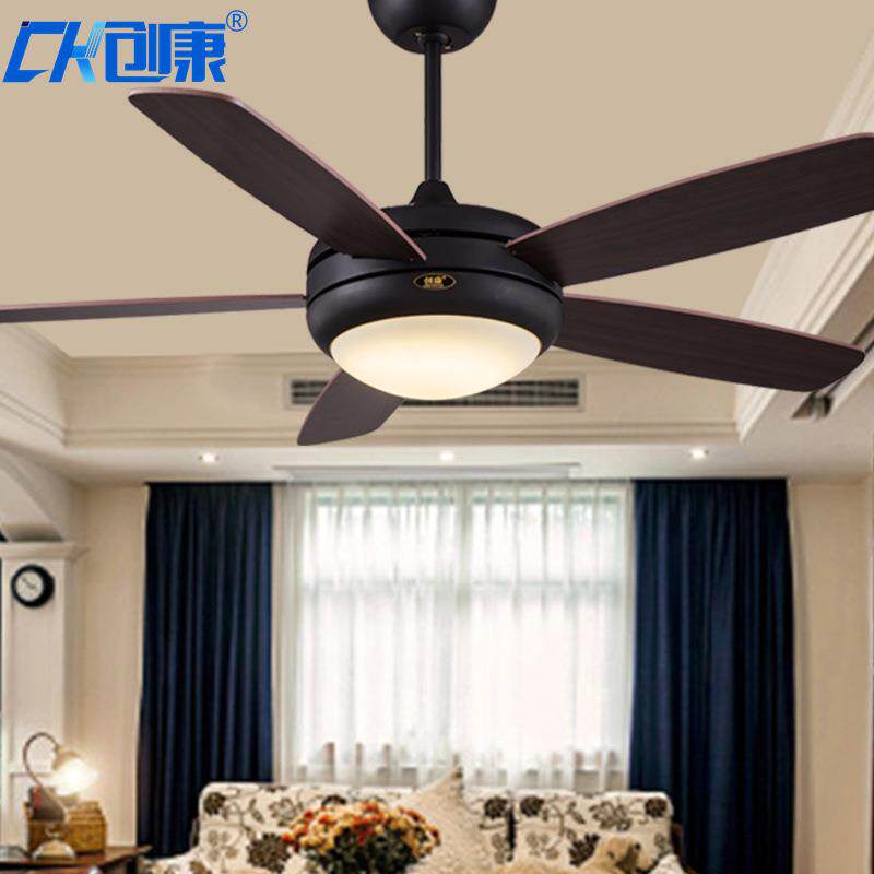 LED吊扇灯餐厅风扇灯五木叶北欧带灯吊扇太空扇黑色吊扇灯风扇灯