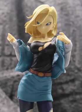 动漫七龙珠 Z战损反派人物18号蓝琪手办桌面摆件盒装模型礼品