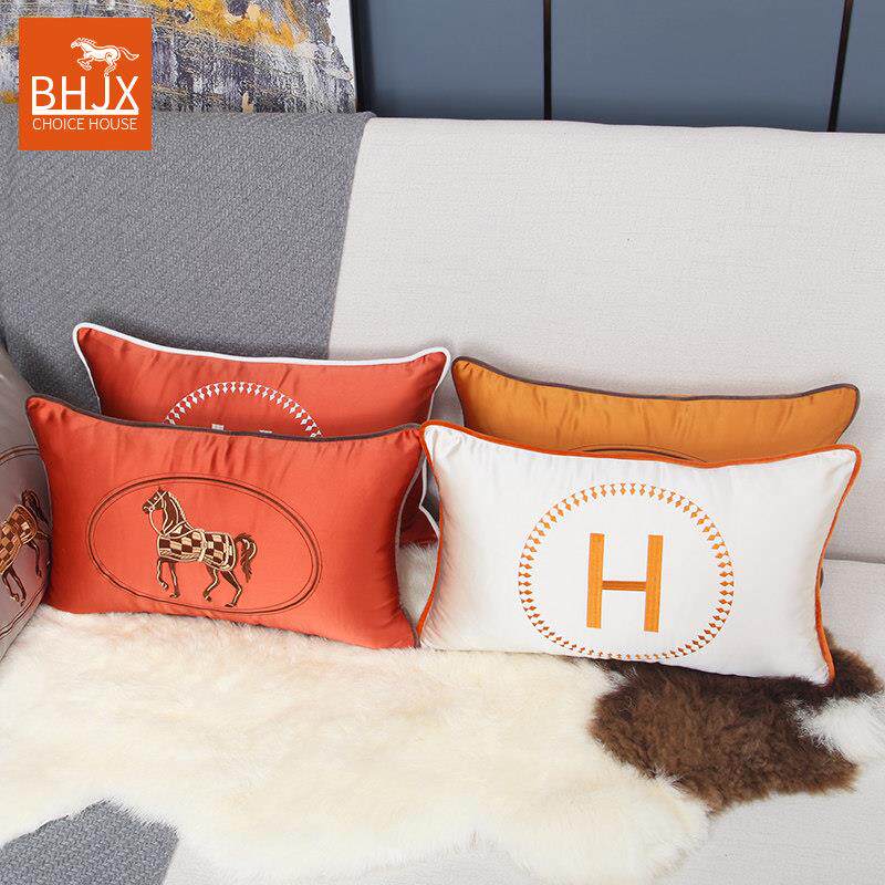 腰枕靠垫抱枕套长方形30×50靠枕简约现代中国风沙发橘色金色小号