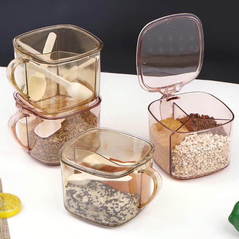 调味盒组合套装家用厨房盐罐盐糖味精透明收纳盒一体多格调味瓶罐,厨房/烹饪用具,调味瓶罐/调料研磨器,淘宝优惠券,粉丝福利购,淘宝优惠卷