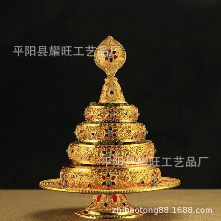 法器 彩绘合金供修曼扎盘 曼达盘 供曼茶罗 大号