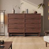 宋式 禅意客厅木纳储物柜床收 美学黑胡桃六斗柜全实组合柜无品牌