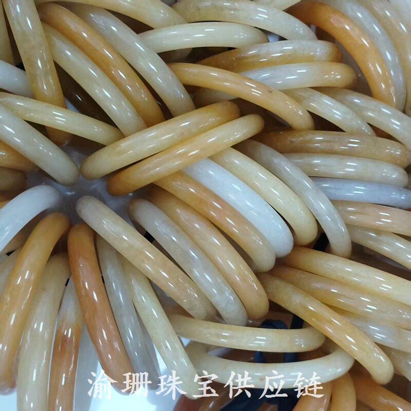 2026黄龙玉圆条手镯 细润黄龙玉女款细圆条玉石手镯饰品会销礼品