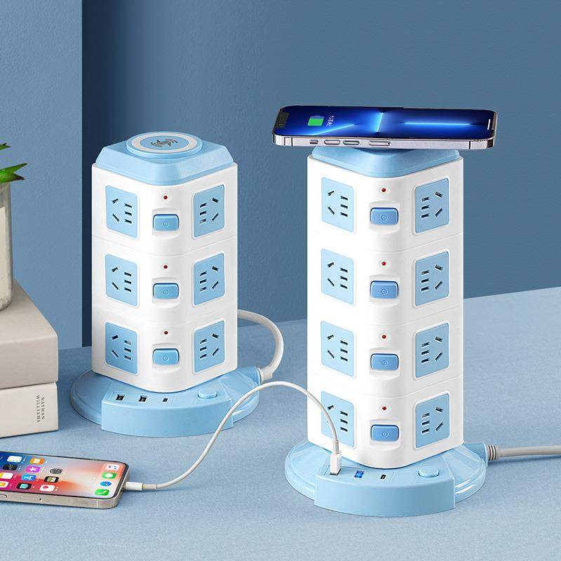 立式无线充电插座带线多功能USB快充插线板创意接线板家用