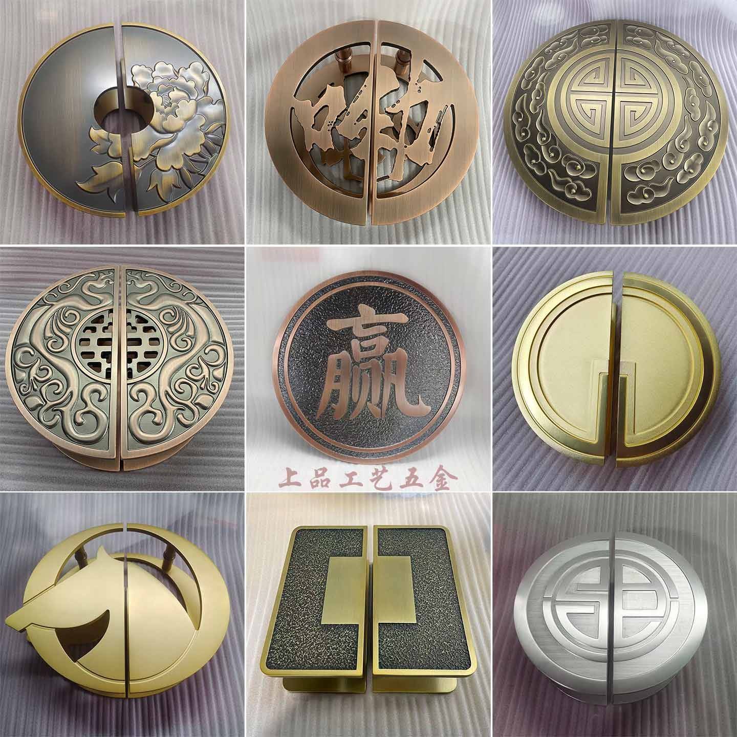 个性玻璃门彷古大拉手对开门半圆实心木门把手酒店会所拉门扶手