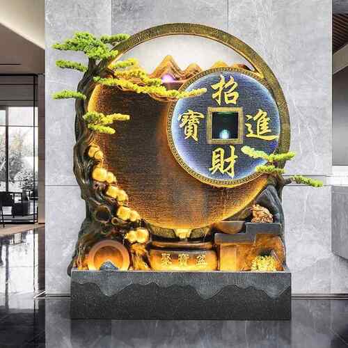 摆水幕TPY墙假山流水客厅风断件玄关茶室公司隔鱼池喷泉景屏观装