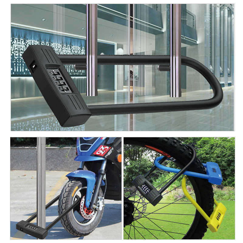 密码机械型挂锁推拉u锁头挂锁玻璃门型加长商铺锁密码 密码锁 u