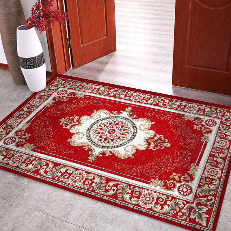 卧室客厅防滑吸水房间吸尘地毯玄关地垫轻奢客厅红色地毯隔音地垫