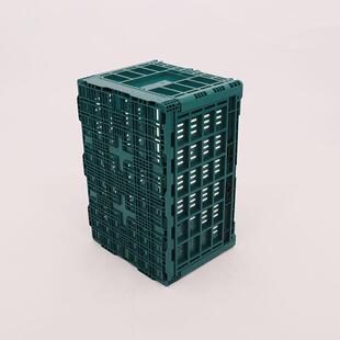 墨绿色塑料折叠筐 340塑胶折叠式 果蔬筐 水果配送塑料折叠筐 600