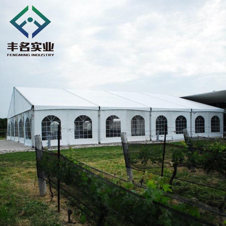 10x20m农庄餐饮聚会活动帐篷户外遮阳防雨带透明窗欧式遮阳篷房