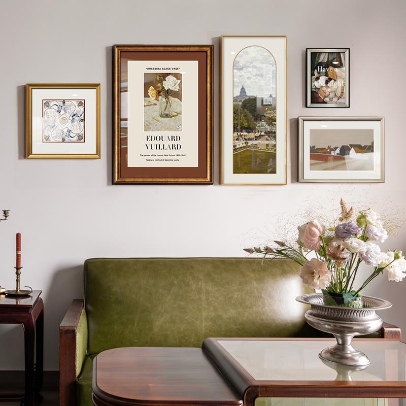 高档美式古客装饰画轻奢沙发背景墙挂厅画法档式复小众艺术高组合