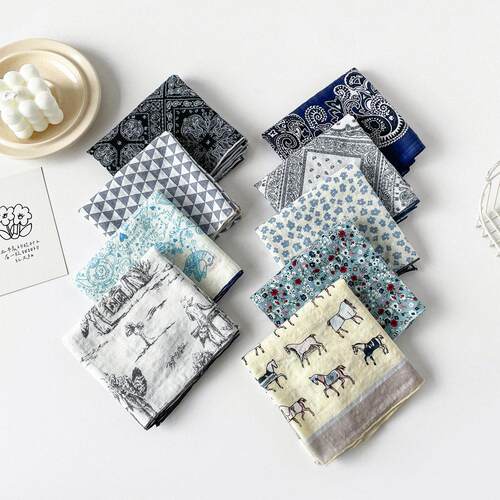 Cotton scarf with small cashew print scarf丝巾小腰果印花围巾